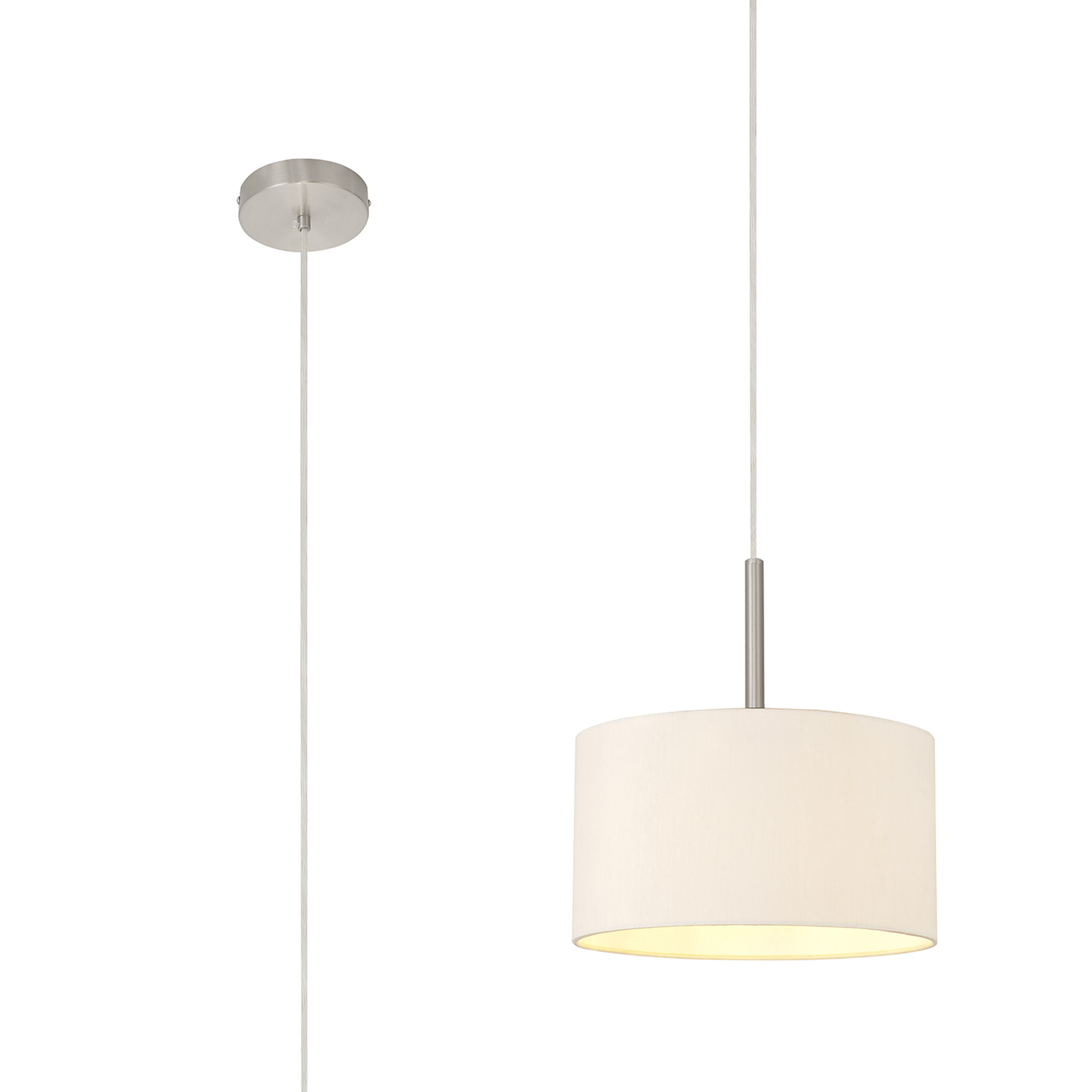 DK0280  Baymont 30cm Pendant 1 Light Satin Nickel, Nude Beige/Moonlight